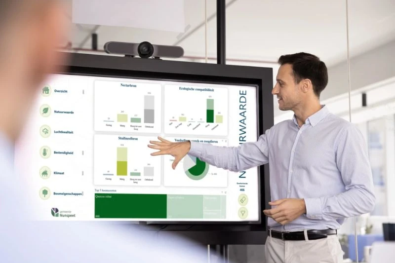 Dashboard van Treedash met kaarten en grafieken van boomdata
